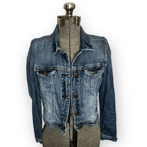 American Eagle Outfitters Women's Distressed Cropped Denim Jacket Size M